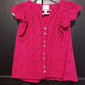 Industry Pink Eyelet Blouse